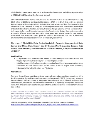 global mini data center market is estimated