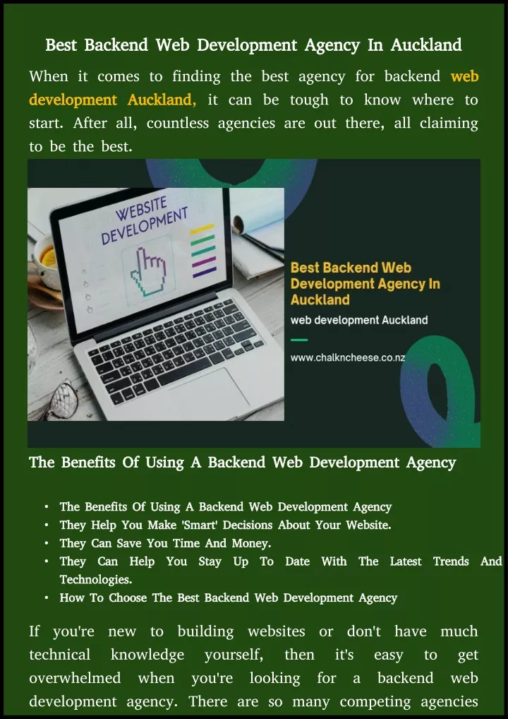 best backend web development agency in auckland