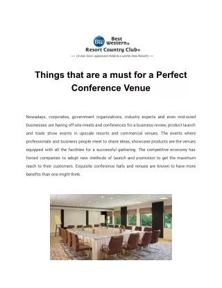 Things that are a must for a Perfect Conference Venue