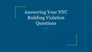 answering your nyc building violation questions