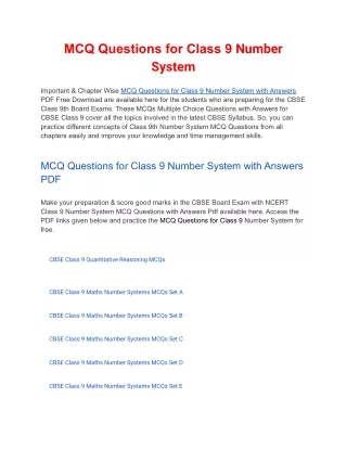 mcq questions for class 9 number system