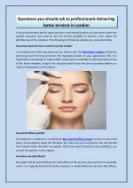 Questions you should ask to professionals delivering botox services in London - slide 1