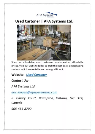 Used Cartoner | AFA Systems Ltd.