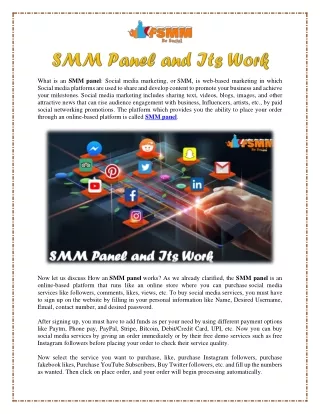 SMM Panel and Its Work
