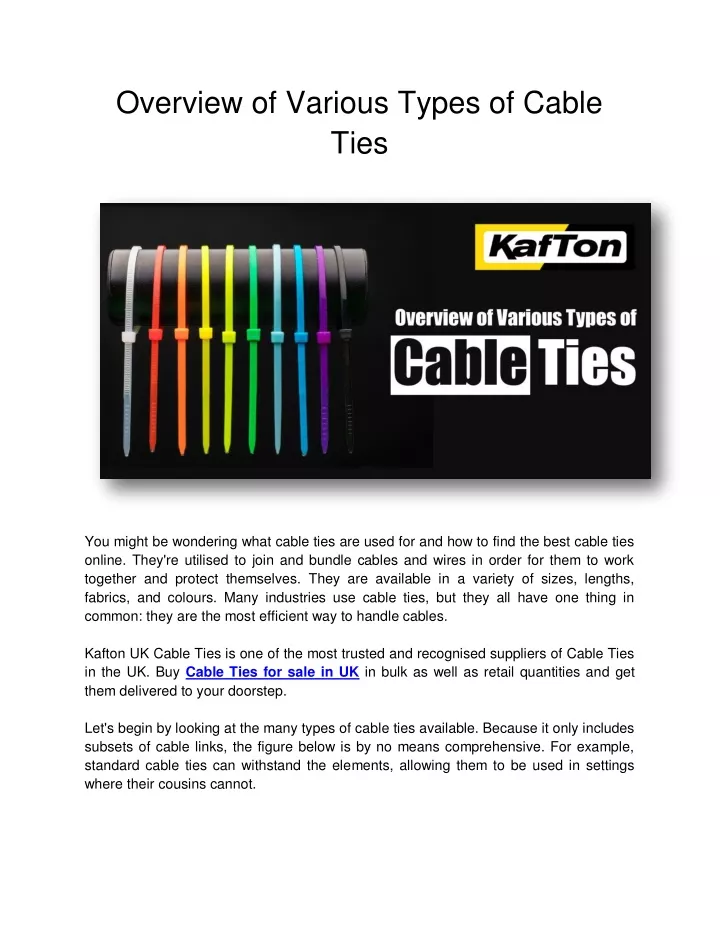 overview of various types of cable ties