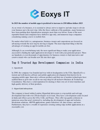 Top 5 Trusted App Development Companies in India