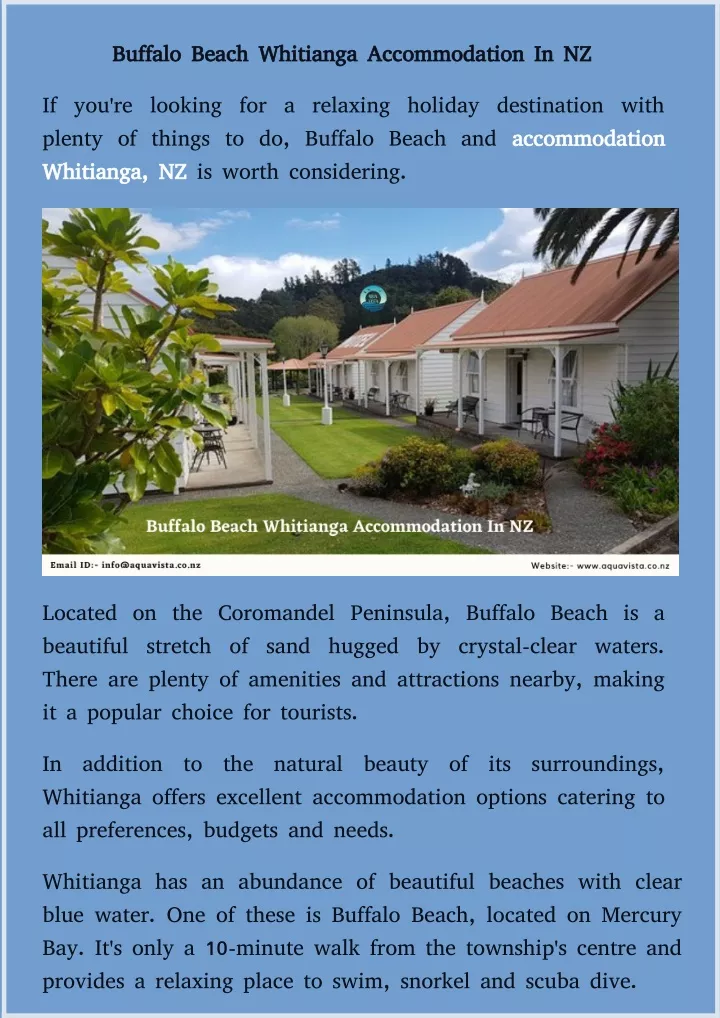 buffalo beach whitianga accommodation