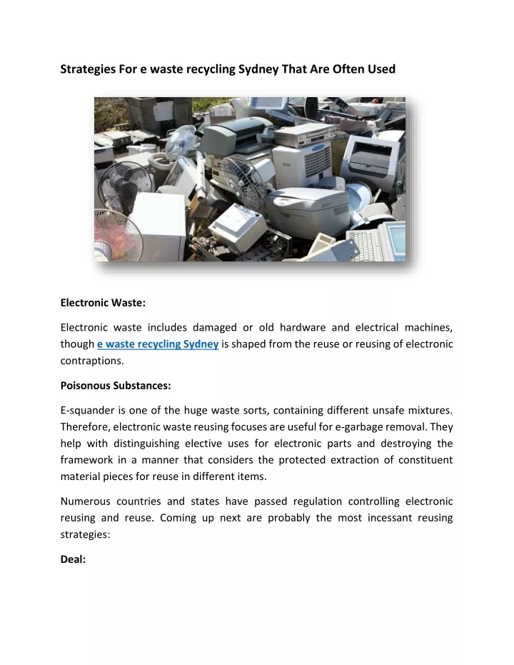 strategies for e waste recycling sydney that