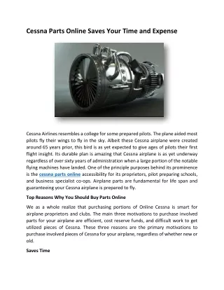Cessna Parts Online Saves Your Time And Expense
