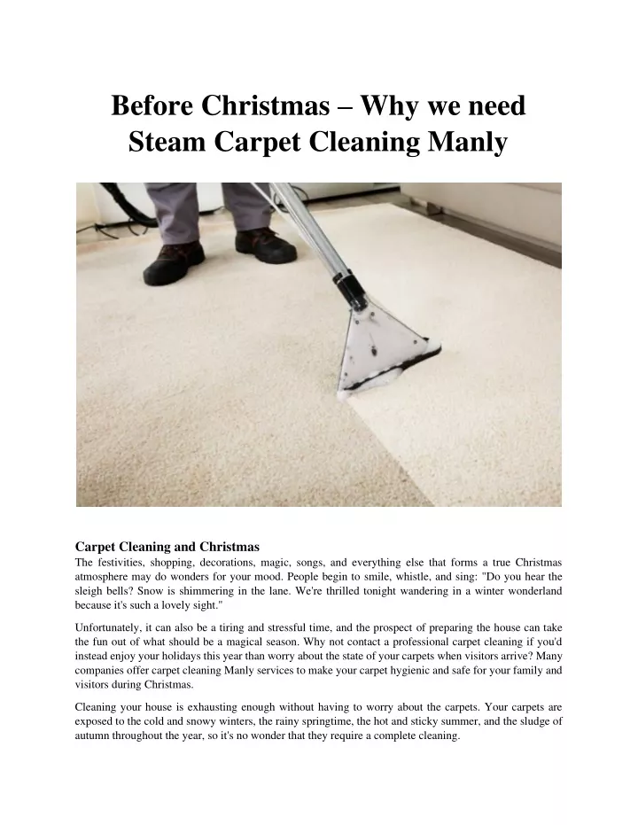 before christmas why we need steam carpet