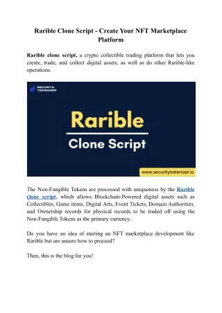rarible clone script create your nft marketplace