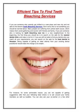 efficient tips to find teeth bleaching services