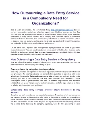 How Outsourcing a Data Entry Service is a Compulsory Need for Organizations_.docx
