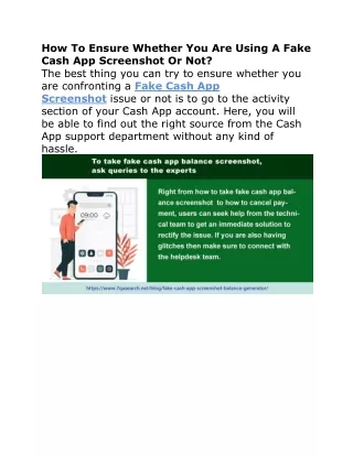 How To Ensure Whether You Are Using A Fake Cash App Screenshot Or Not?