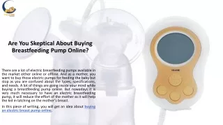 Are You Skeptical About Buying Breastfeeding Pump Online?