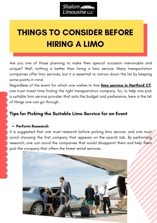 Things to Consider Before Hiring a Limo