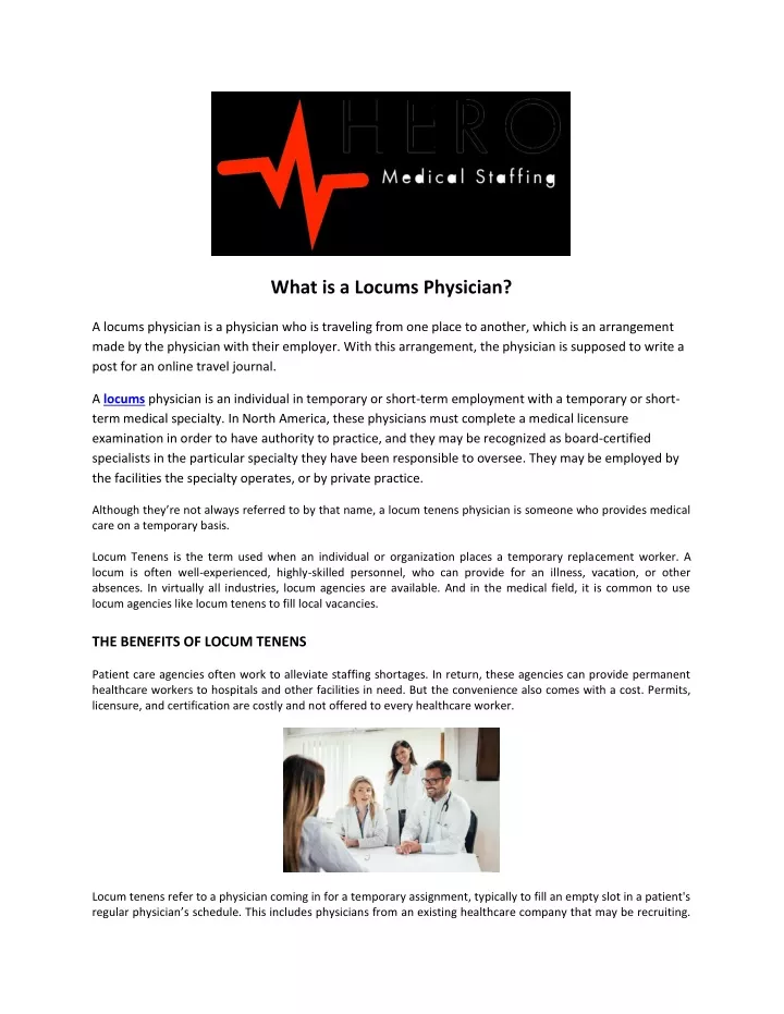what is a locums physician