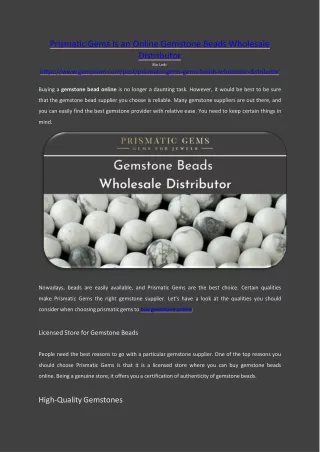 prismatic gems is an online gemstone beads