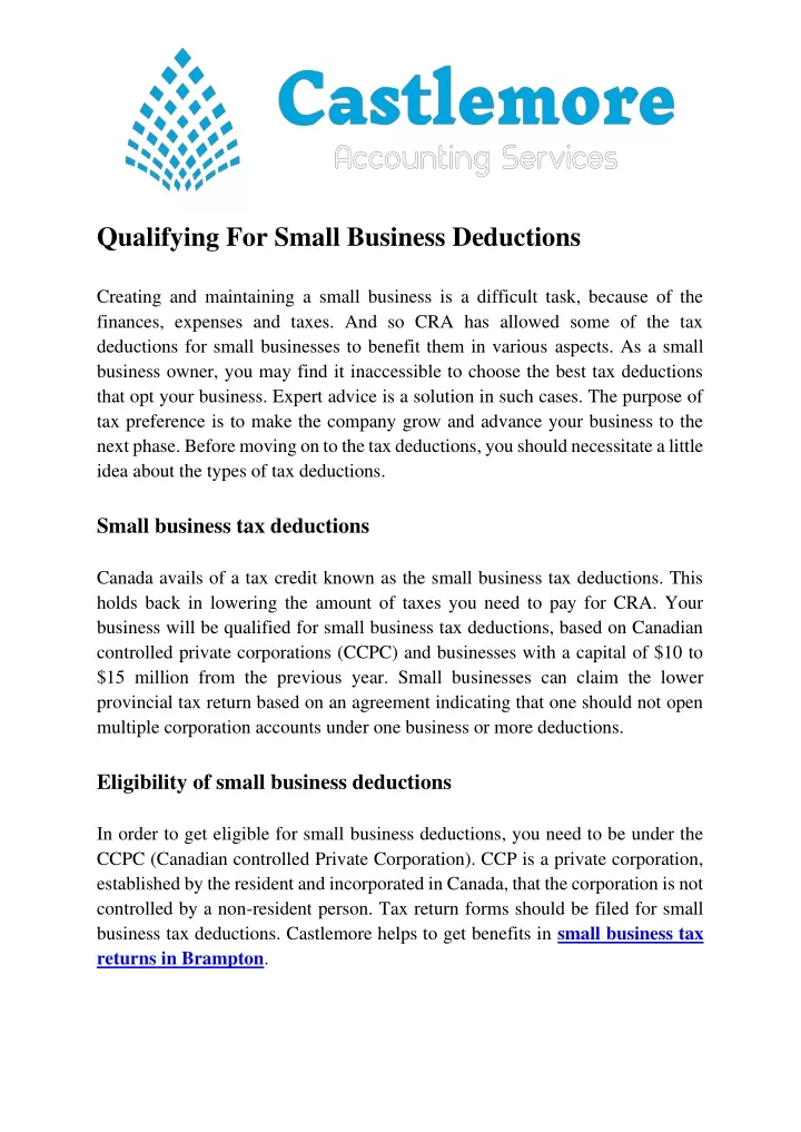 qualifying for small business deductions creating