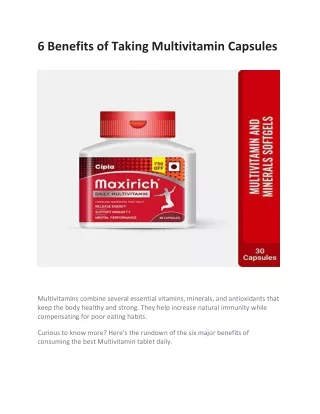 6 benefits of taking multivitamin capsules