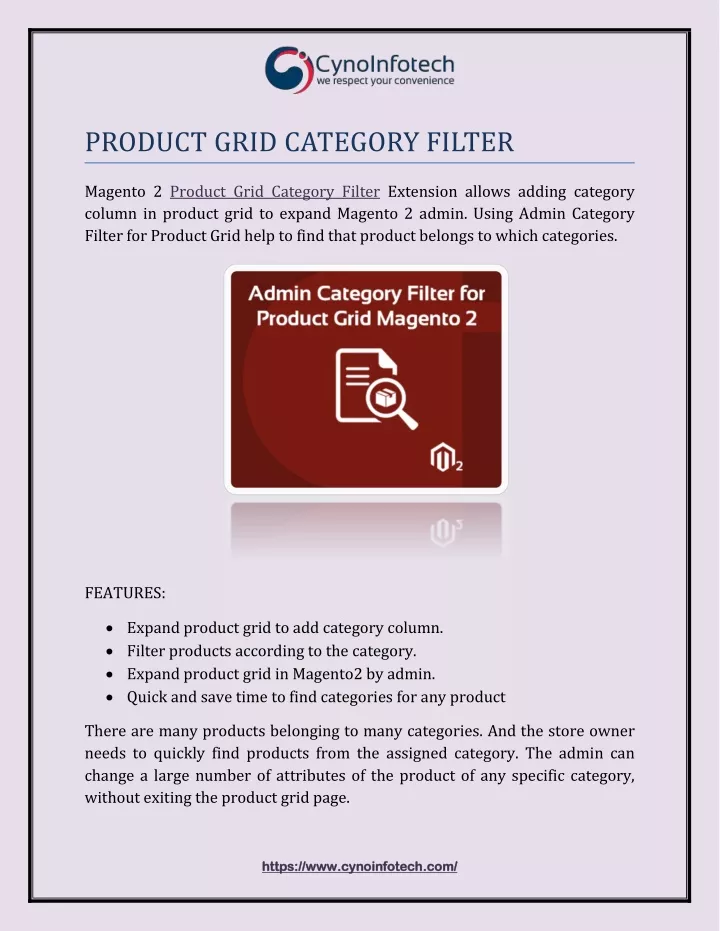 product grid category filter