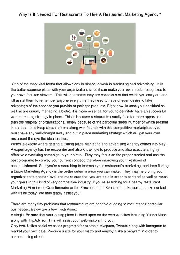WhyIsItNeededForRestaurantsToHireARestaurantMarketingAgency