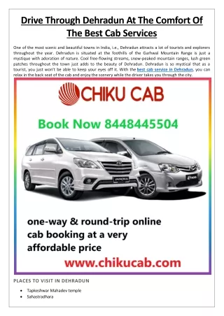 Drive Through Dehradun At The Comfort Of The Best Cab Services-converted