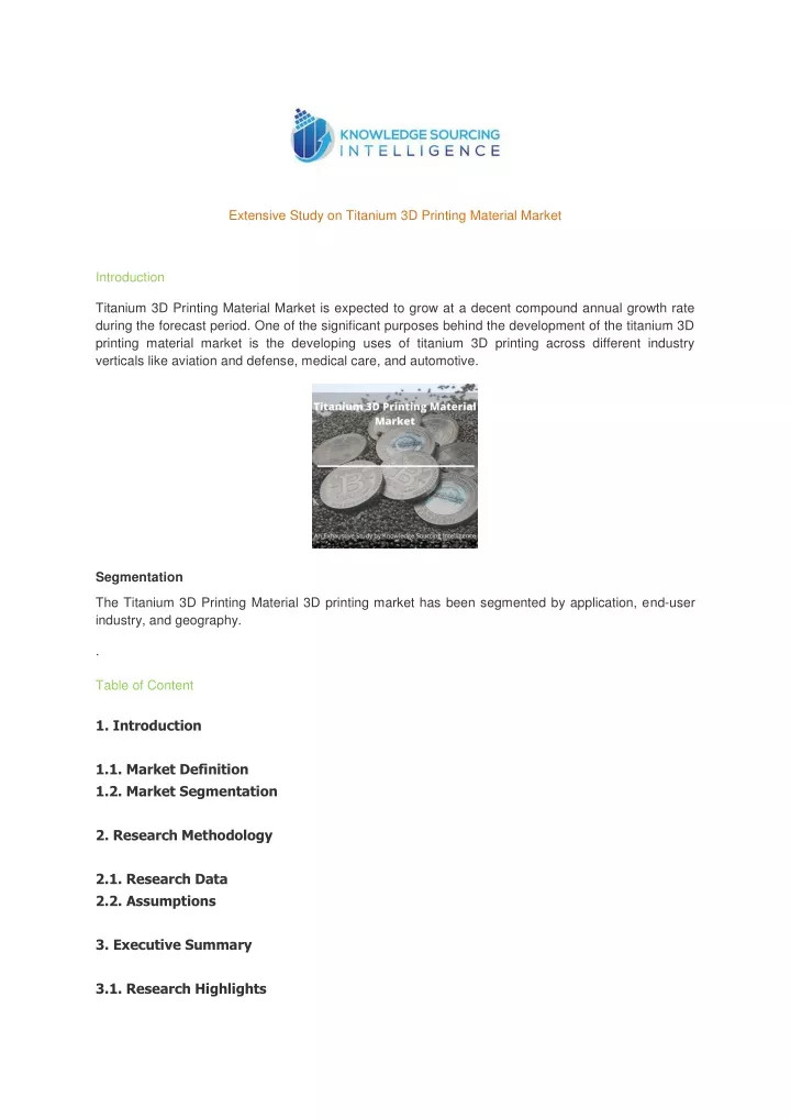 extensive study on titanium 3d printing material