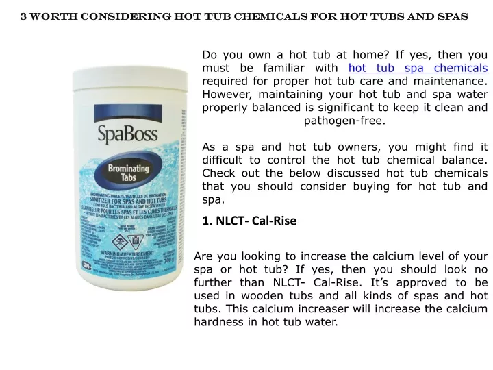 3 worth considering hot tub chemicals