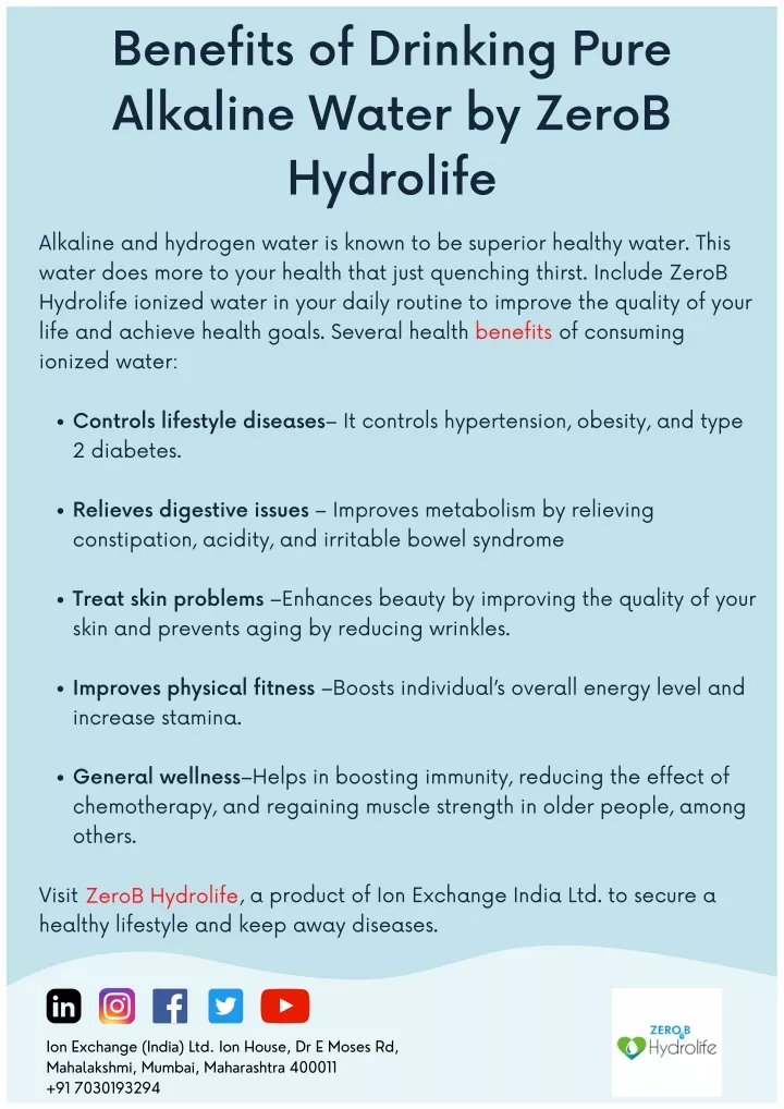 benefits of drinking pure alkaline water by zerob