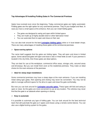 top advantages of installing folding gates