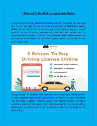 3 Resons To Buy USA Driving License Online
