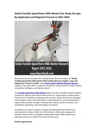 global variable speed rotor mills market size