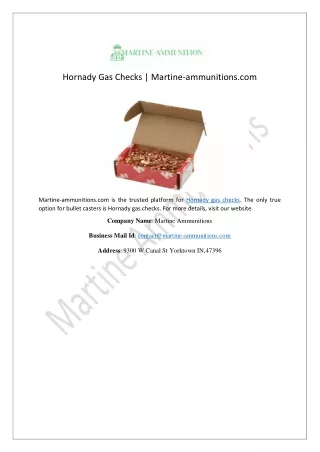 Hornady Gas Checks | Martine-ammunitions.com