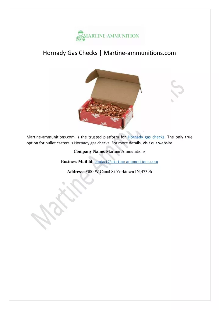 hornady gas checks martine ammunitions com