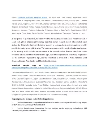 global ultraviolet currency detector market
