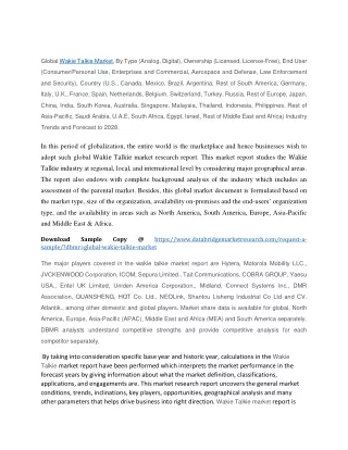 global wakie talkie market by type analog digital