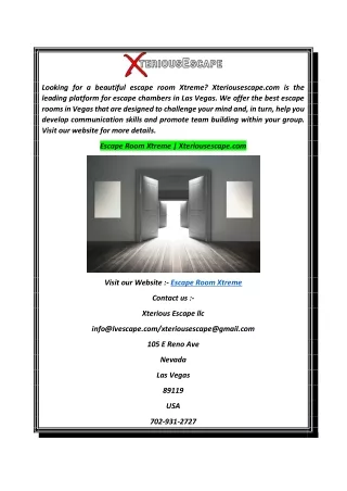 Escape Room Xtreme  Xteriousescape.com