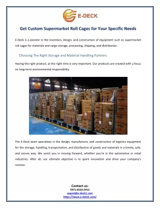 get custom supermarket roll cages for your
