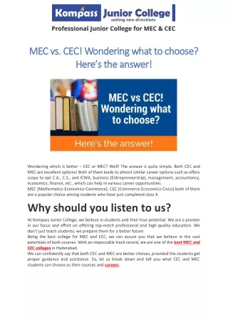MEC vs. CEC! Wondering what to choose Here’s the answer!
