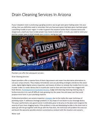 Drain Cleaning Services In Arizona