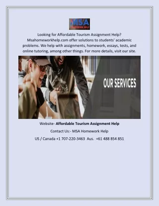 Affordable Tourism Assignment Help | Msahomeworkhelp.com