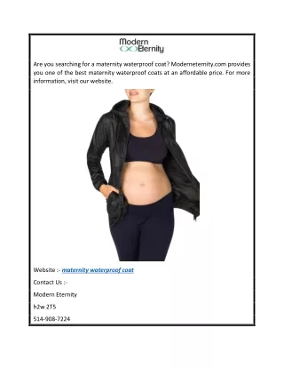 Maternity Waterproof Coat  Moderneternity.com