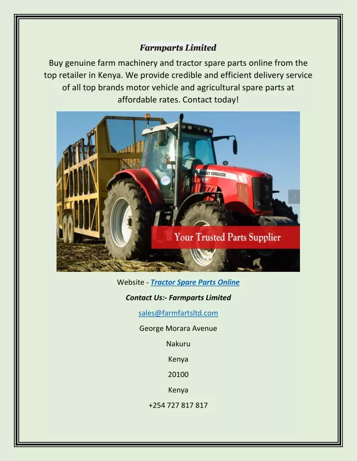 buy genuine farm machinery and tractor spare