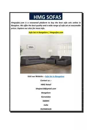 Sofa Set in Bangalore  Hmgsofas.com