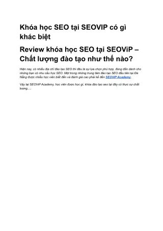 Review khóa học SEO tại SEOViP ACADEMY – Chất lượng đào tạo như thế nào?