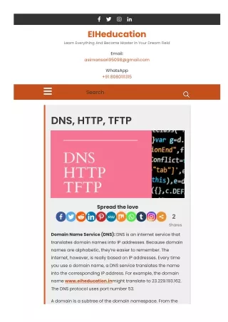 8 DNS, HTTP, TFTP