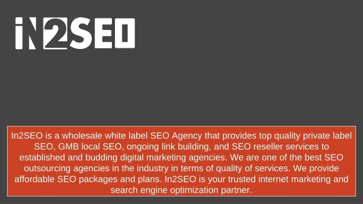 in2seo is a wholesale white label seo agency that