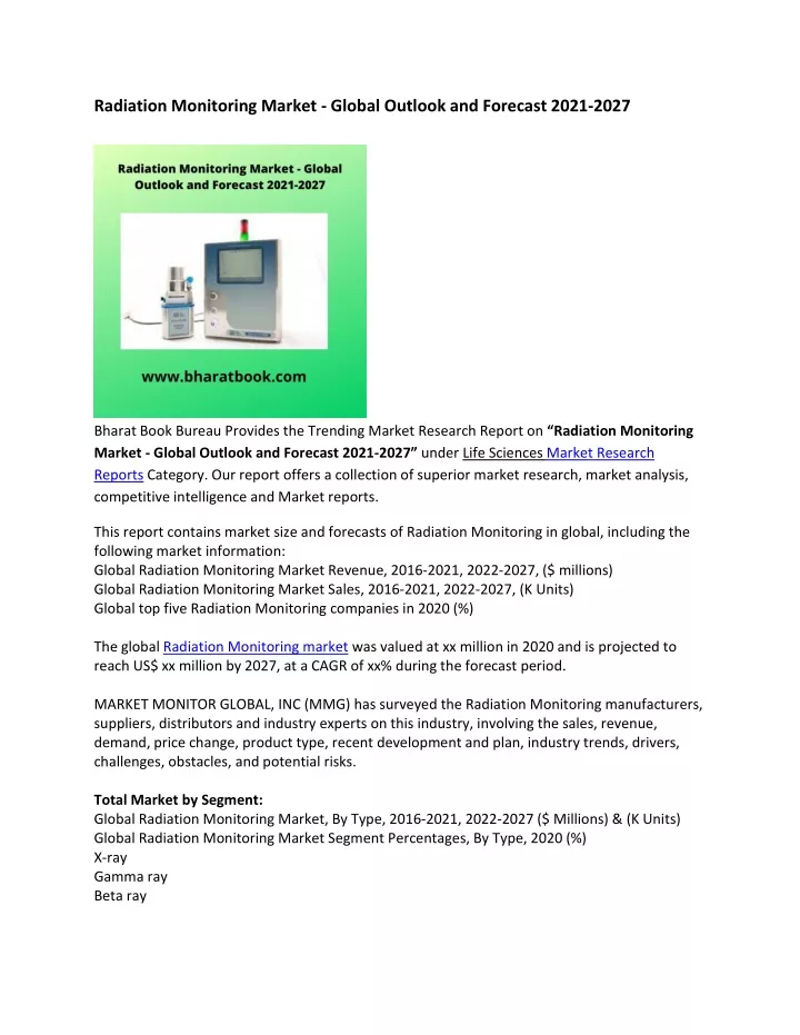 radiation monitoring market global outlook