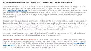 Are Personalized Anniversary Gifts The Best Way Of Showing Your Love To Your Dear Ones
